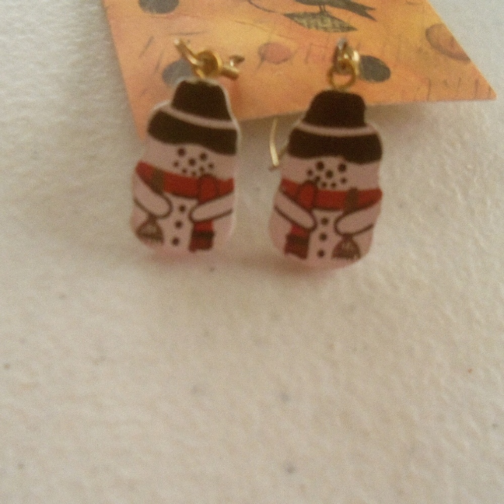 Handmade Wooden Snowmen earrings